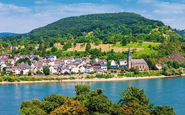 A view towards the wine village of Boppard, Germany A view towards the wine village of Boppard, Germany
